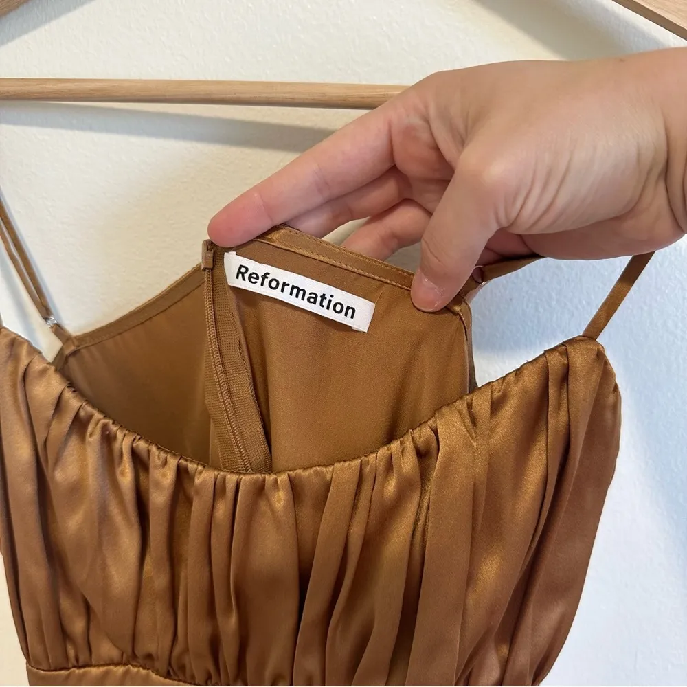 Reformation Mezcal mini dress Butterscotch size 2 100% silk! - Image 8