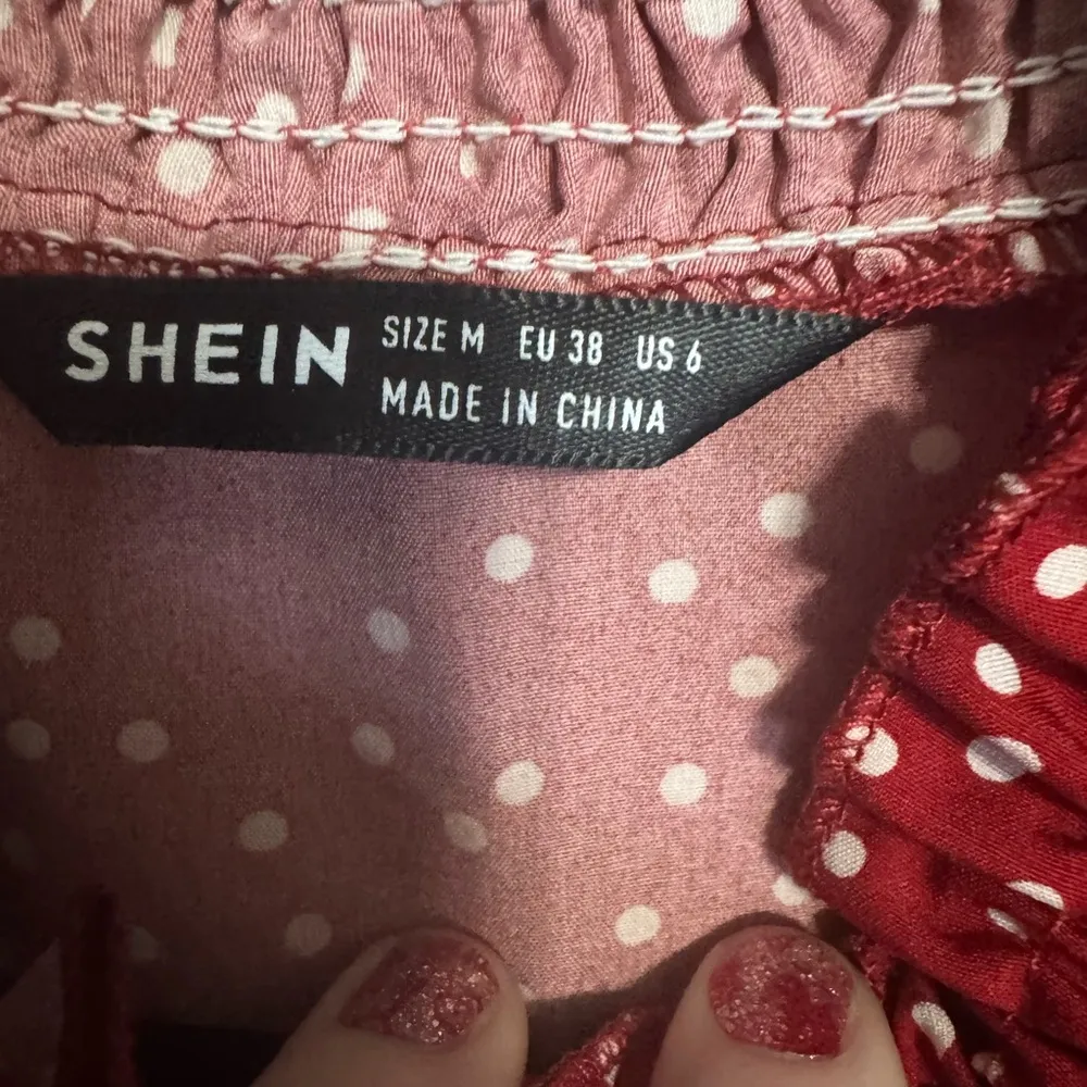 Red with white polka dot Shein size medium dress - Image 2