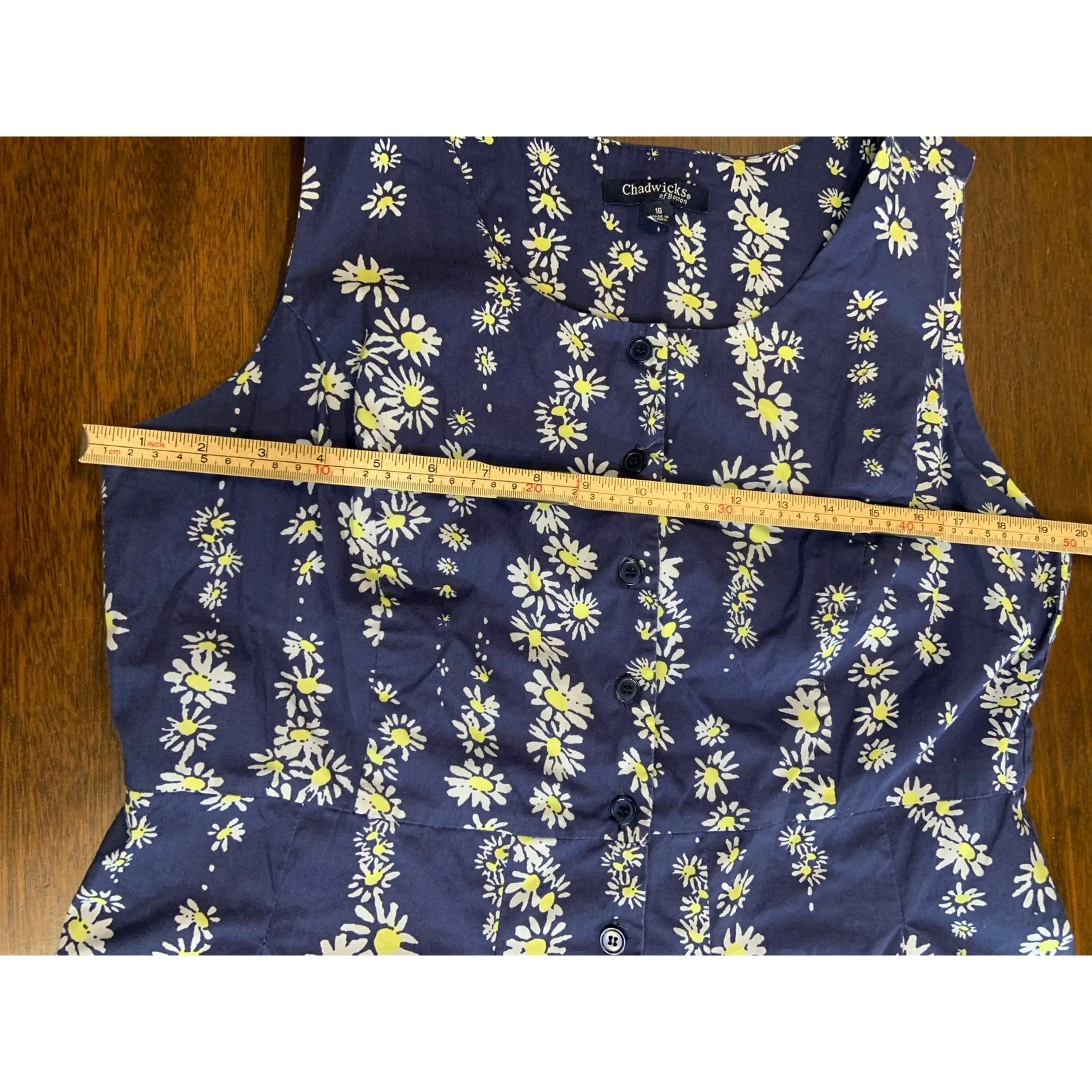 Chadwick Cottage Core Prairie Peasant Ms. Frizzle Dress Women 16 Floral Button - Image 4