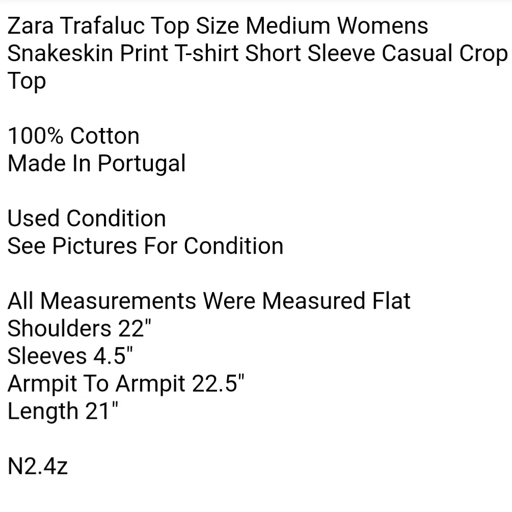 Zara Trafaluc Top Size Medium Womens Snakeskin Print T-shirt Short Sleeve Casual Crop Top - Image 4