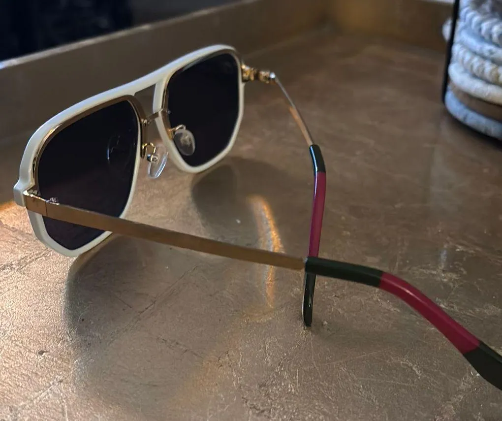 White Aviator Sunglasses - Image 4