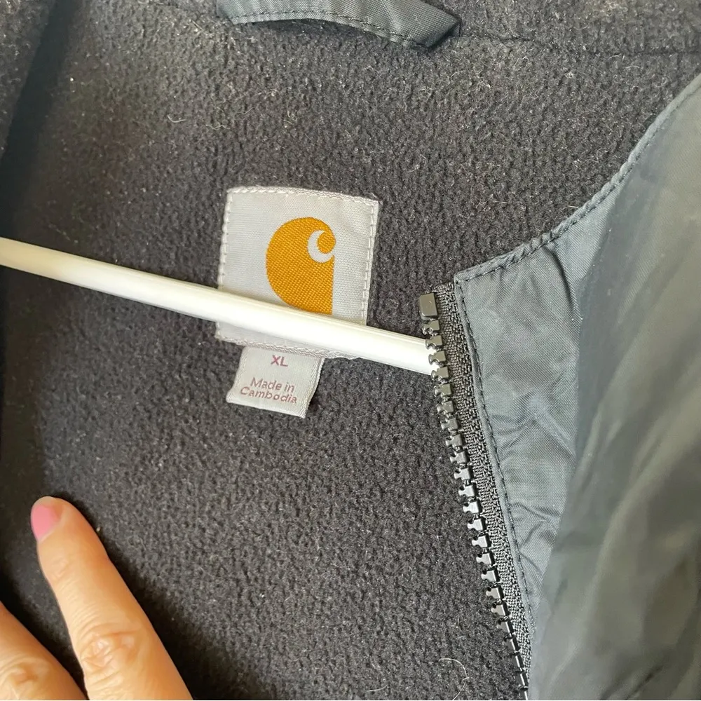 Fleece Lined Hooded Full Zip Nylon Coat Black Size XL - Image 5