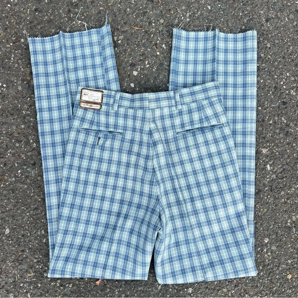 60s Jack Nicklaus HART SCHAFFNER MARX blue plaid polyester golf pants NWT 33x36 Size M - Image 3