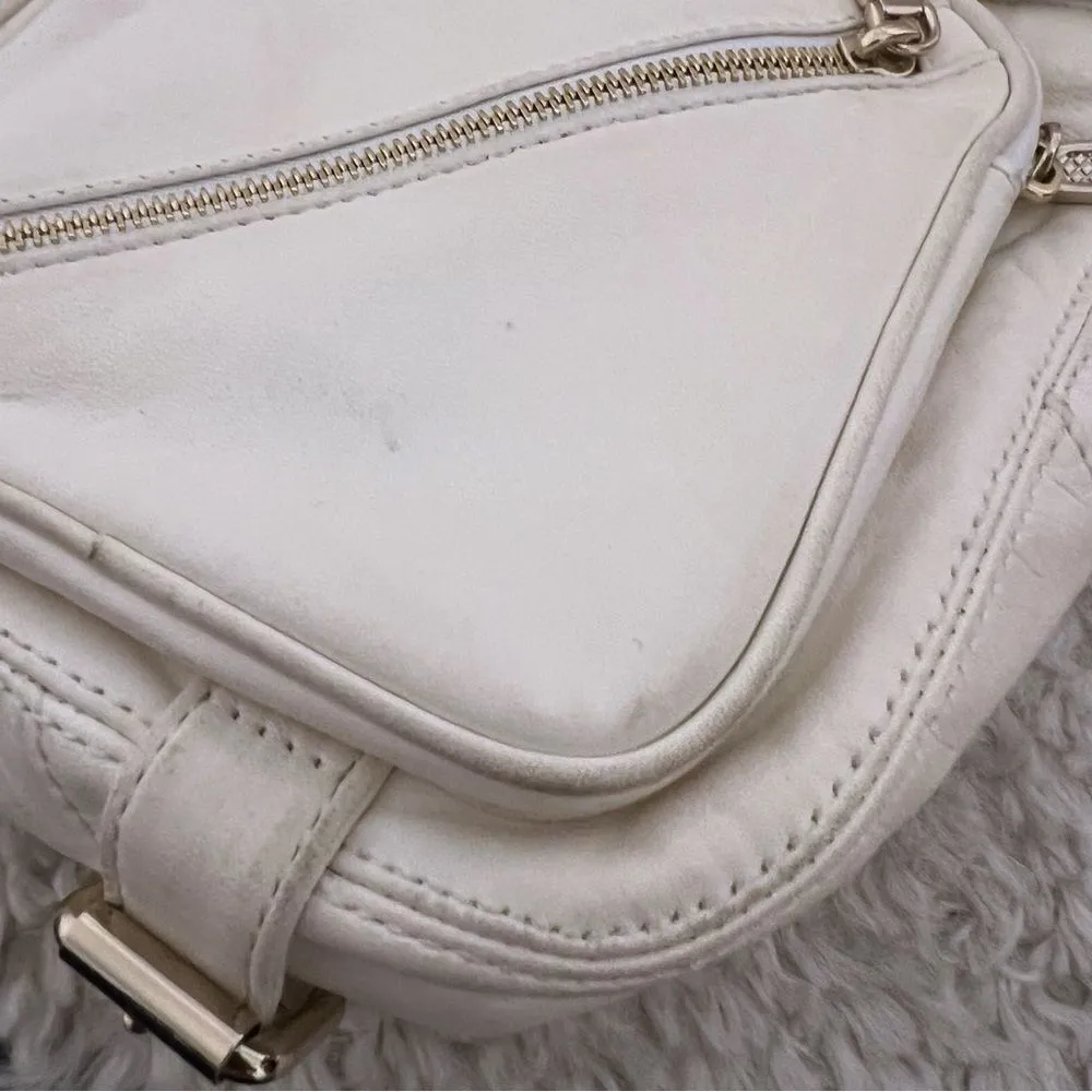Rebecca Minkoff Cream Soft Leather Moto Zip Crossbody Purse Bag - Image 5