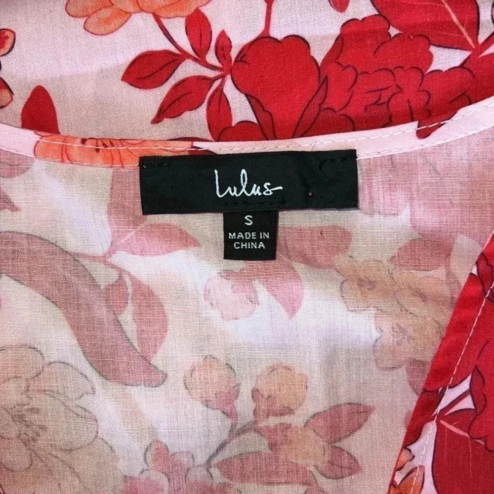 Lulus Top Blush Pink Floral Crop Top H18 - Image 3