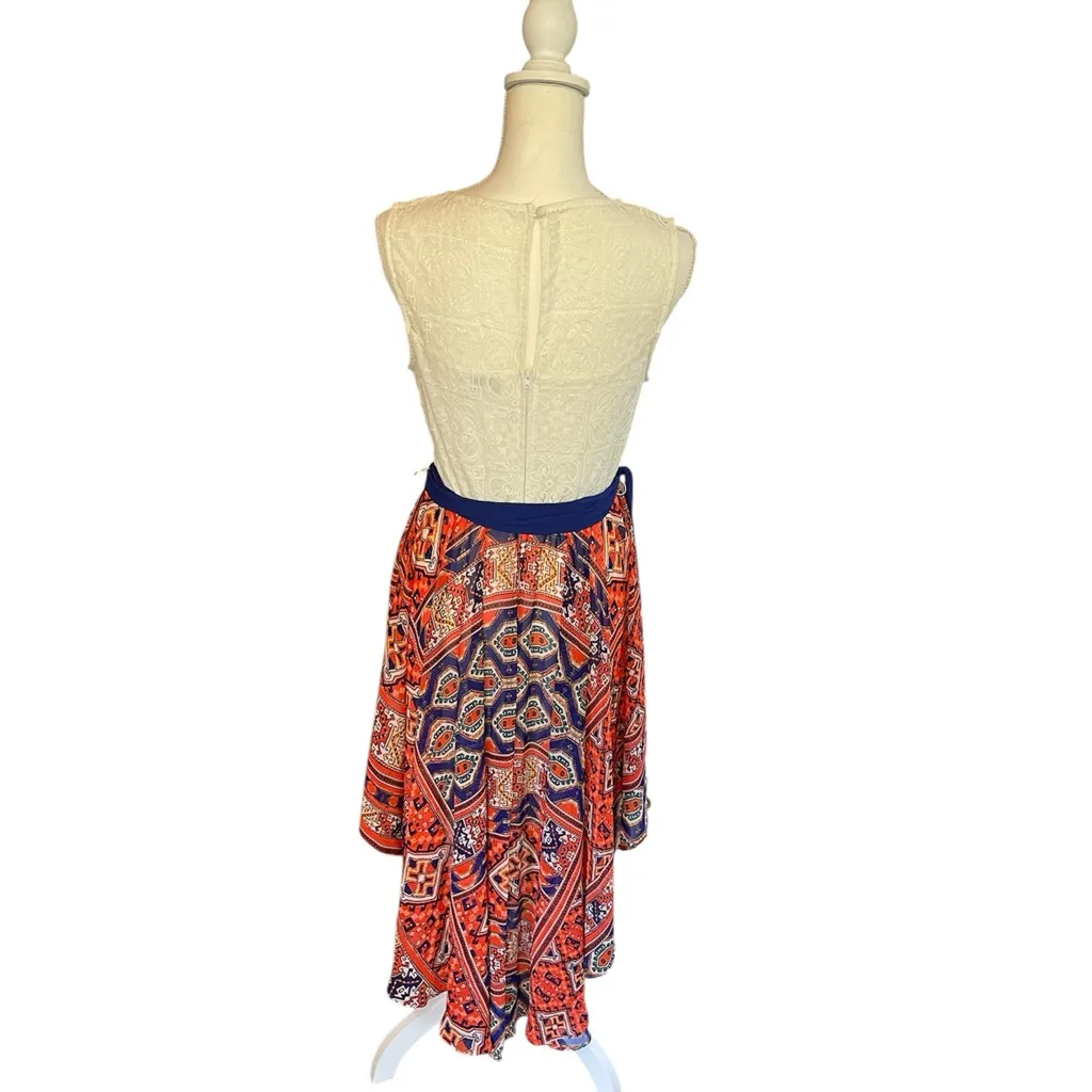 Bisou Bisou Lace Handkerchief Hem High Low Flowy Dress Size 10 - Image 2