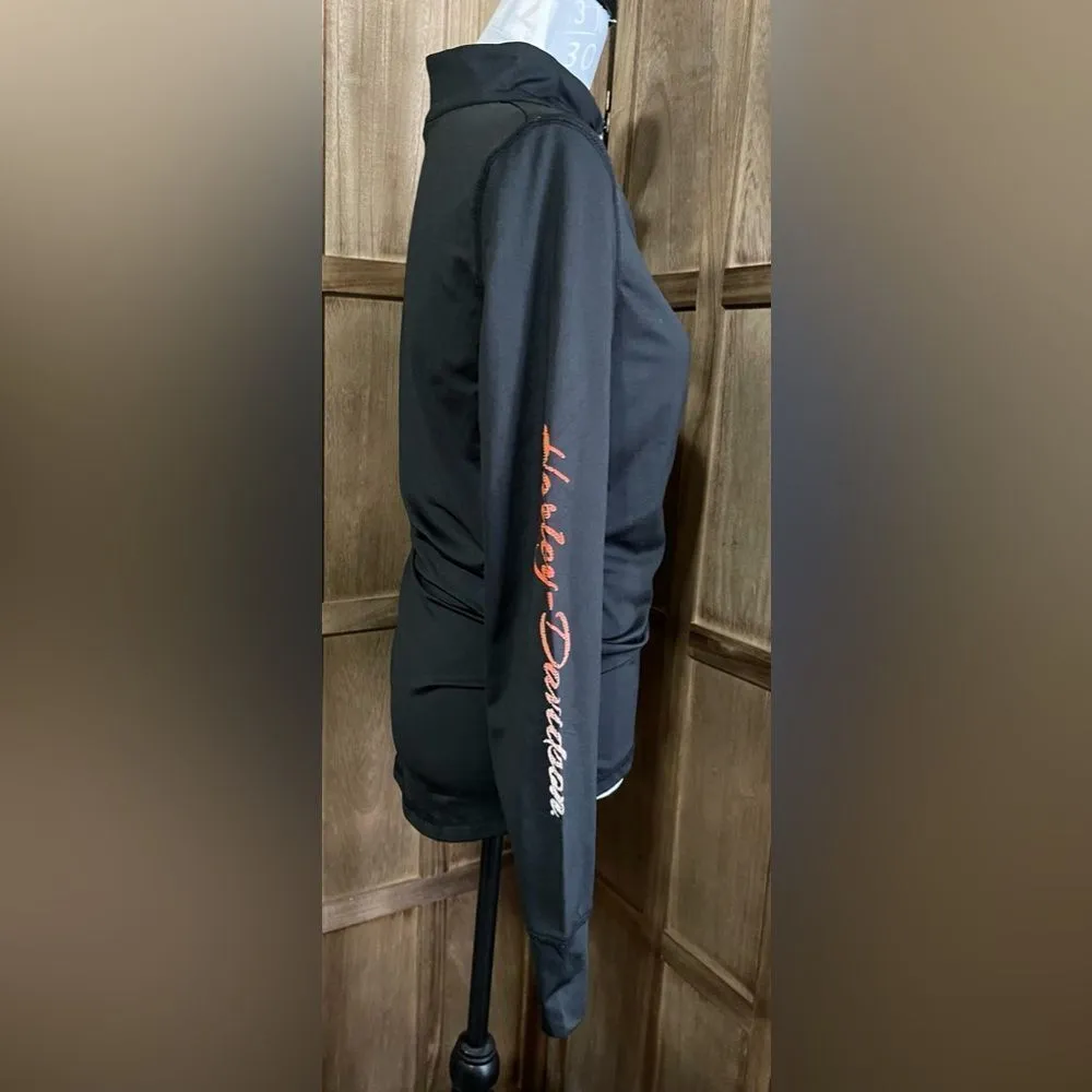 Harley Davidson Black Half Zip Blouse. Black Size M - Image 4