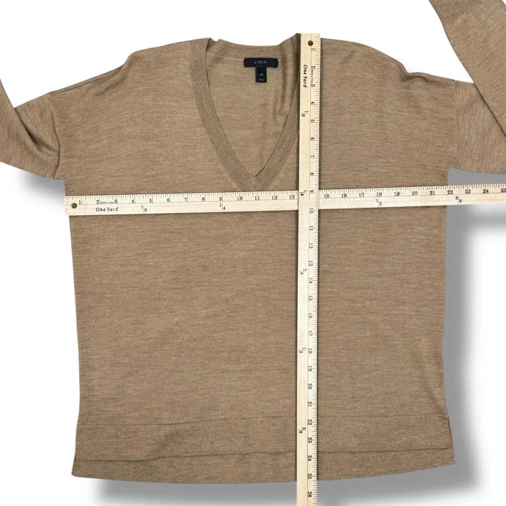 J. Crew Merino Wool V Neck Boyfriend Sweater Carmel Tan XS - Image 11