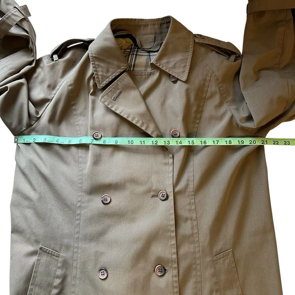70s Vintage London Fog British Khaki Classic Trench Coat Longline Lined Sz 14 - Image 8