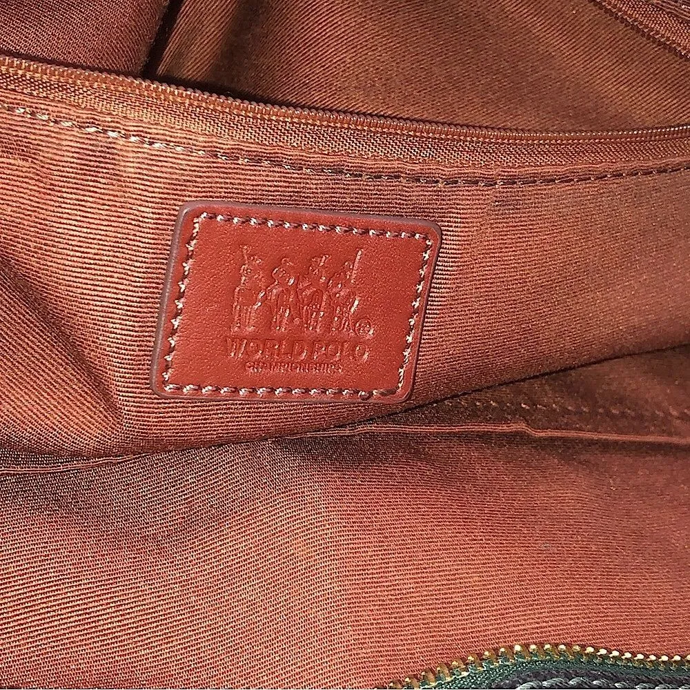 Black Watch Plaid Coated Canvas Leather Oversized Shoulder Bag Metal Feet Blue - Image 12