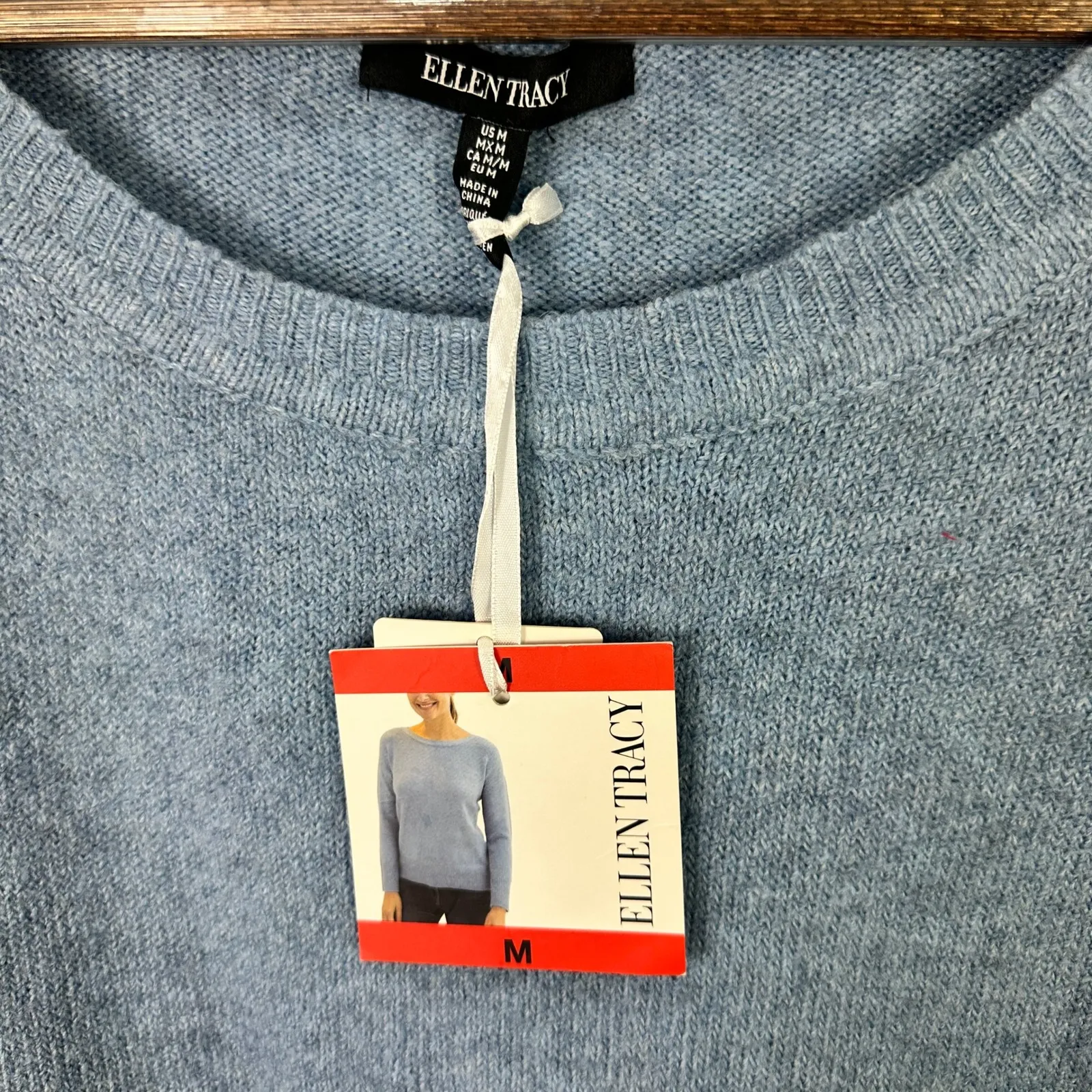 Ellen Tracy Sweater Medium Blue Minimalist Capsule Quiet Luxury Soft Knit - Image 2