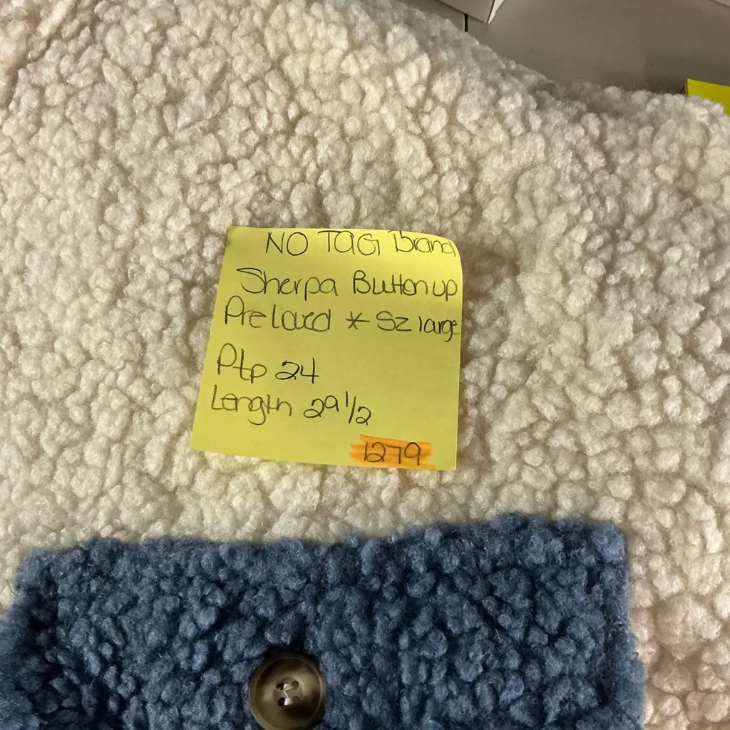 Cozy Cream and Blue Utility Jacket White Size L - Image 4