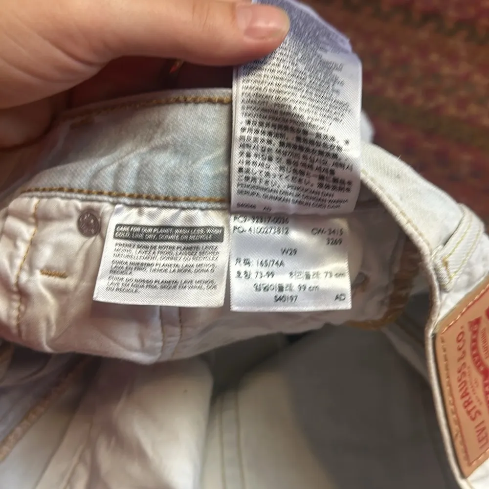 Levi's  BUTTON FLY LIGHT WASH PATCHWORK DISTRESSED CUT OFF SHORTS - Image 5