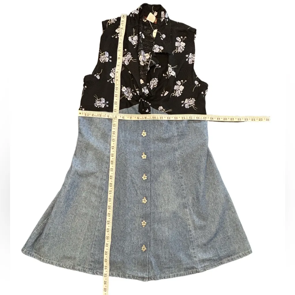 Authentic early 90s Vintage floral grunge Cottagecore denim floral dress NWT S - Image 11