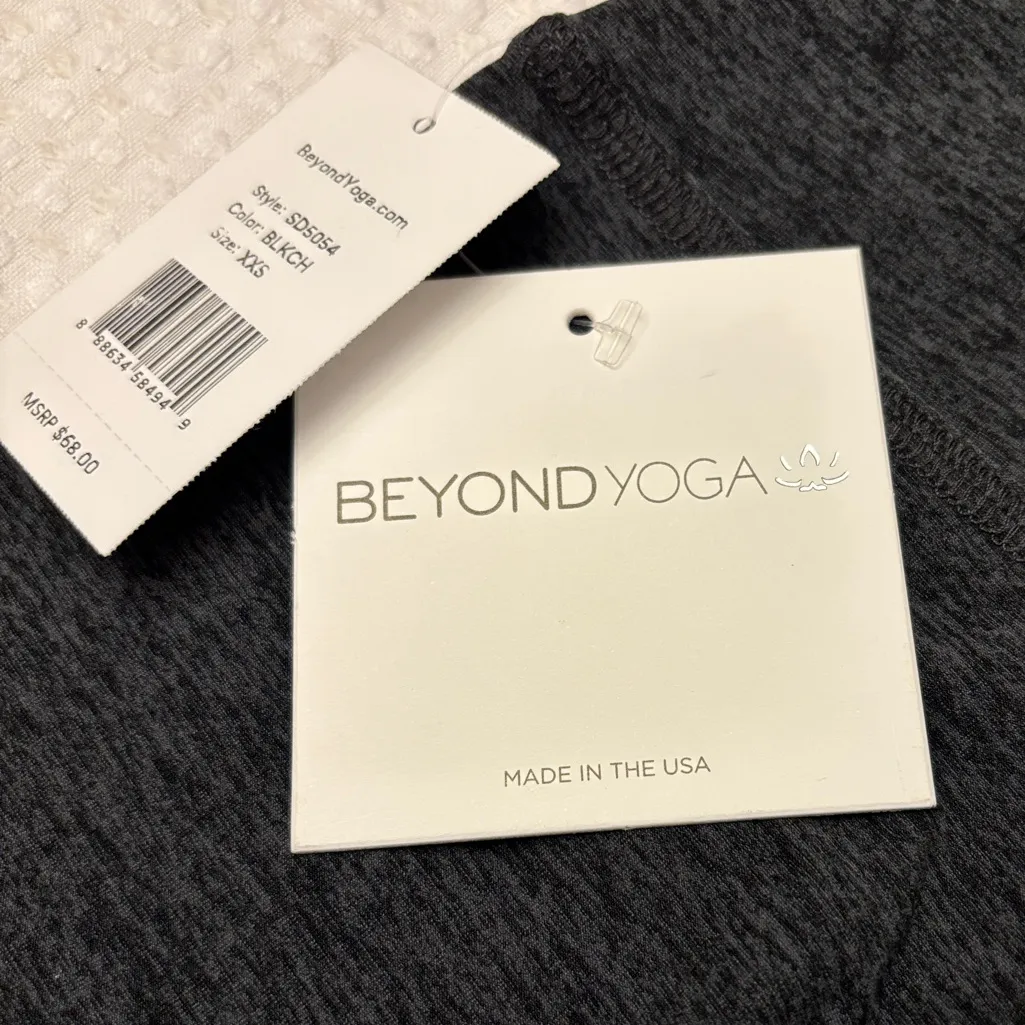 NEW! Beyond Yoga Spacedye High Waist Dark Charcoal Gray Bike Shorts XXS - Image 8