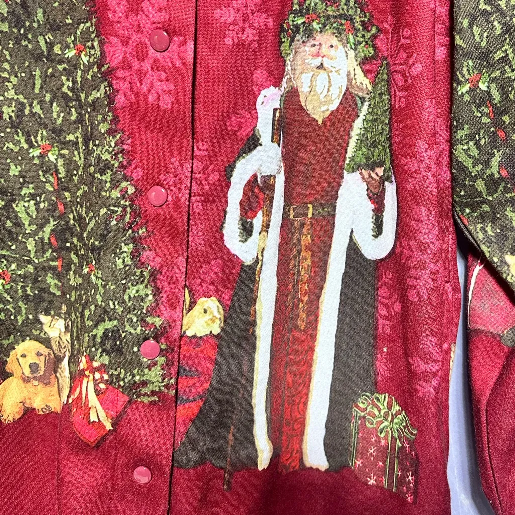 Christmas Father Christmas Puppy Rabbit Holiday Vintage Ugly Sweater Red Size L - Image 10