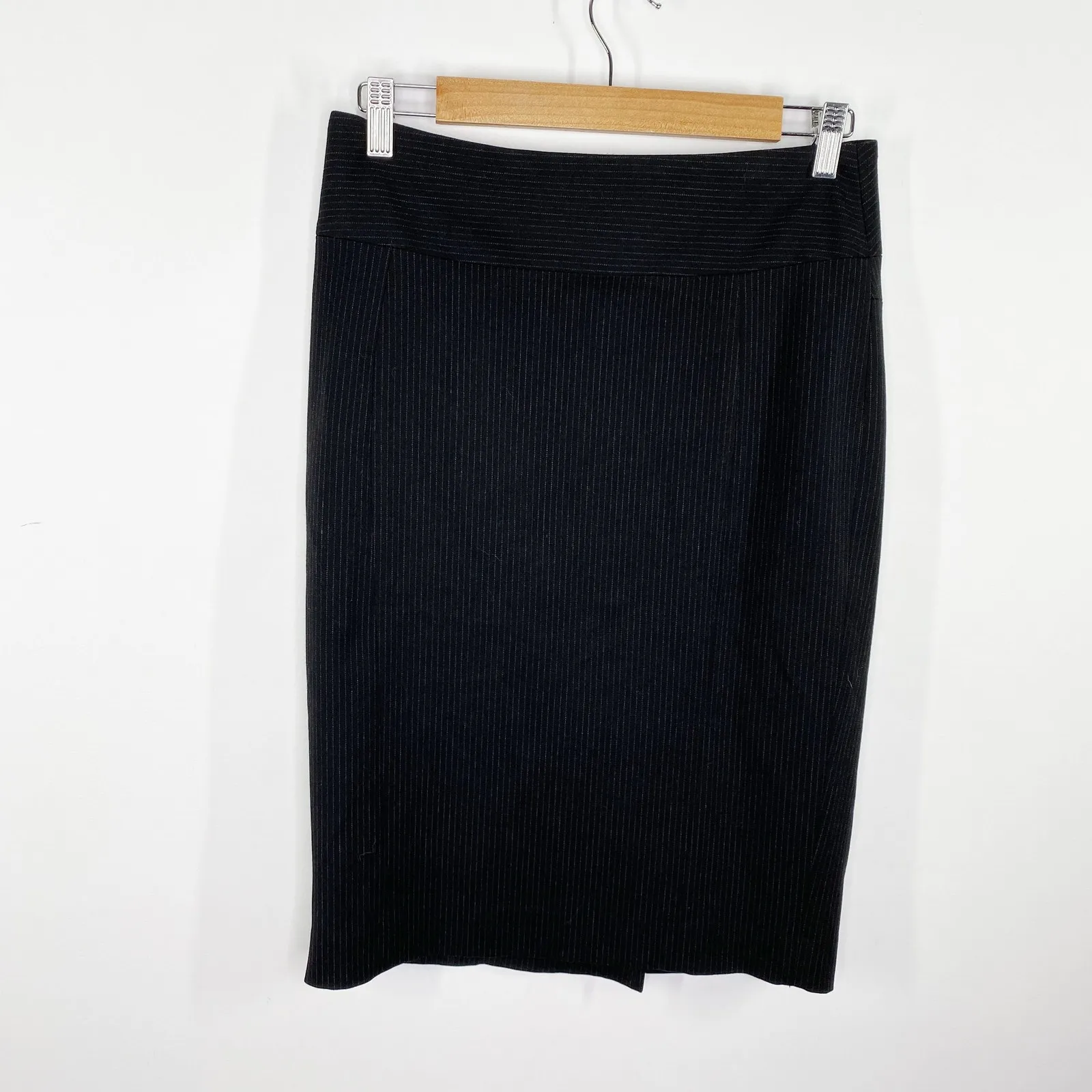 Express Design Studio Black Pinstripe Button Back Pencil Skirt Women's Size 0 - Image 6