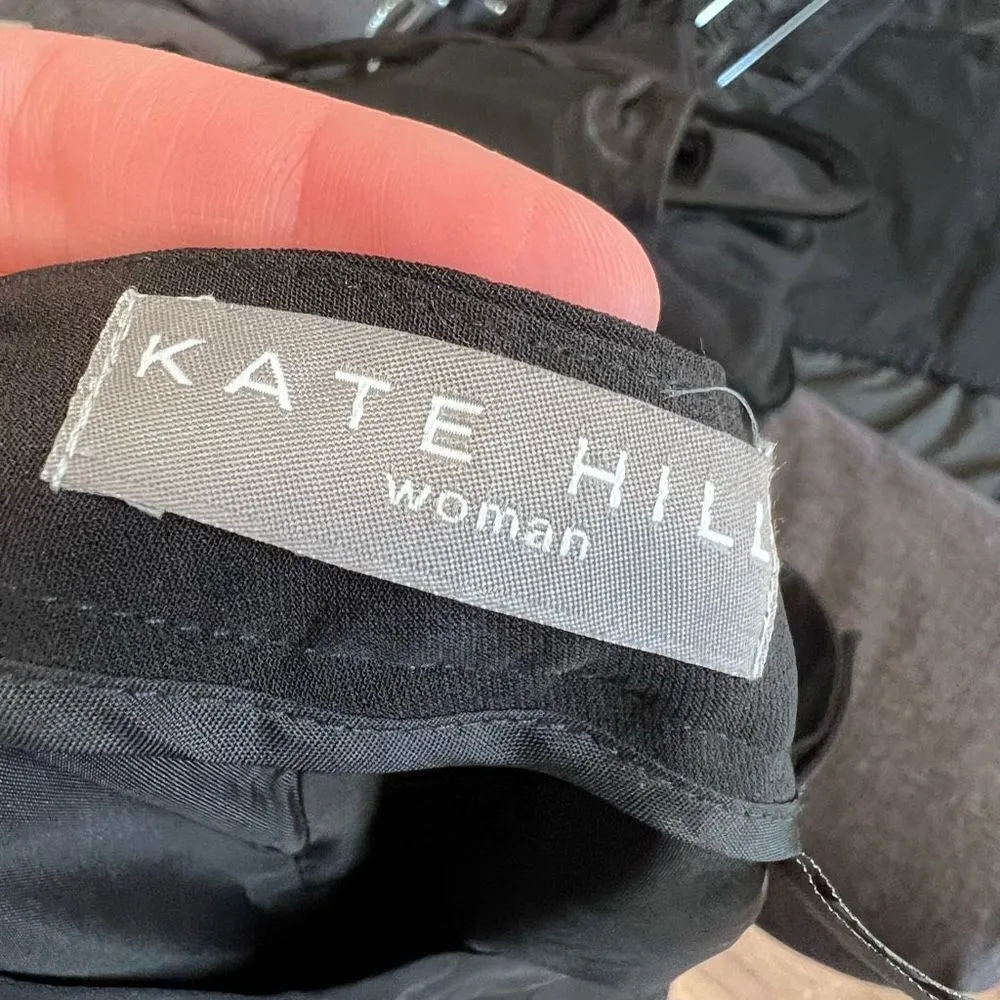 NWT Kate Hill Women Career Pants Trouser High Waisted Office Silk Black Size 14W - Image 2