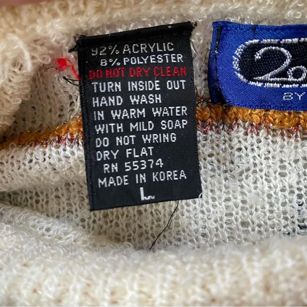 Vintage 20 Ans Knits By Mariea Kim Striped Floral Sweater - Image 2