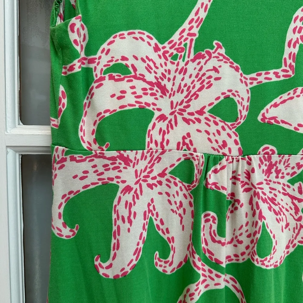 Lily Pulitzer Silk Cotton Green & Pink Hibiscus Floral Sundress Size XS - Image 6