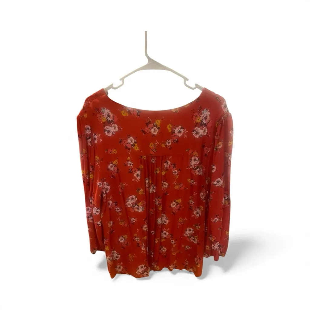 St. John's Bay Floral V-Neck Blouse - Red - Image 4