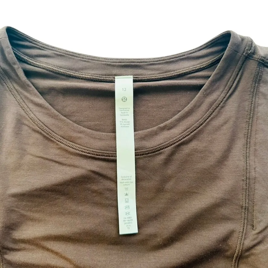 Lululemon Modal Pleated Shoulder Tank Top French Press Brown 12 Loose Relaxed - Image 5
