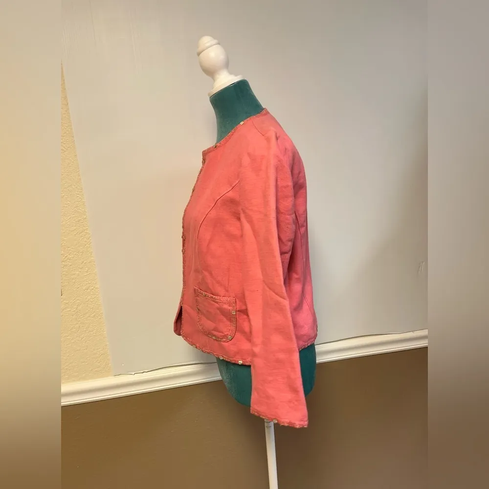 Sigrid Olsen  Linen Blazer – Pink Lightweight Jacket | Size 4 | Summer Layering - Image 9