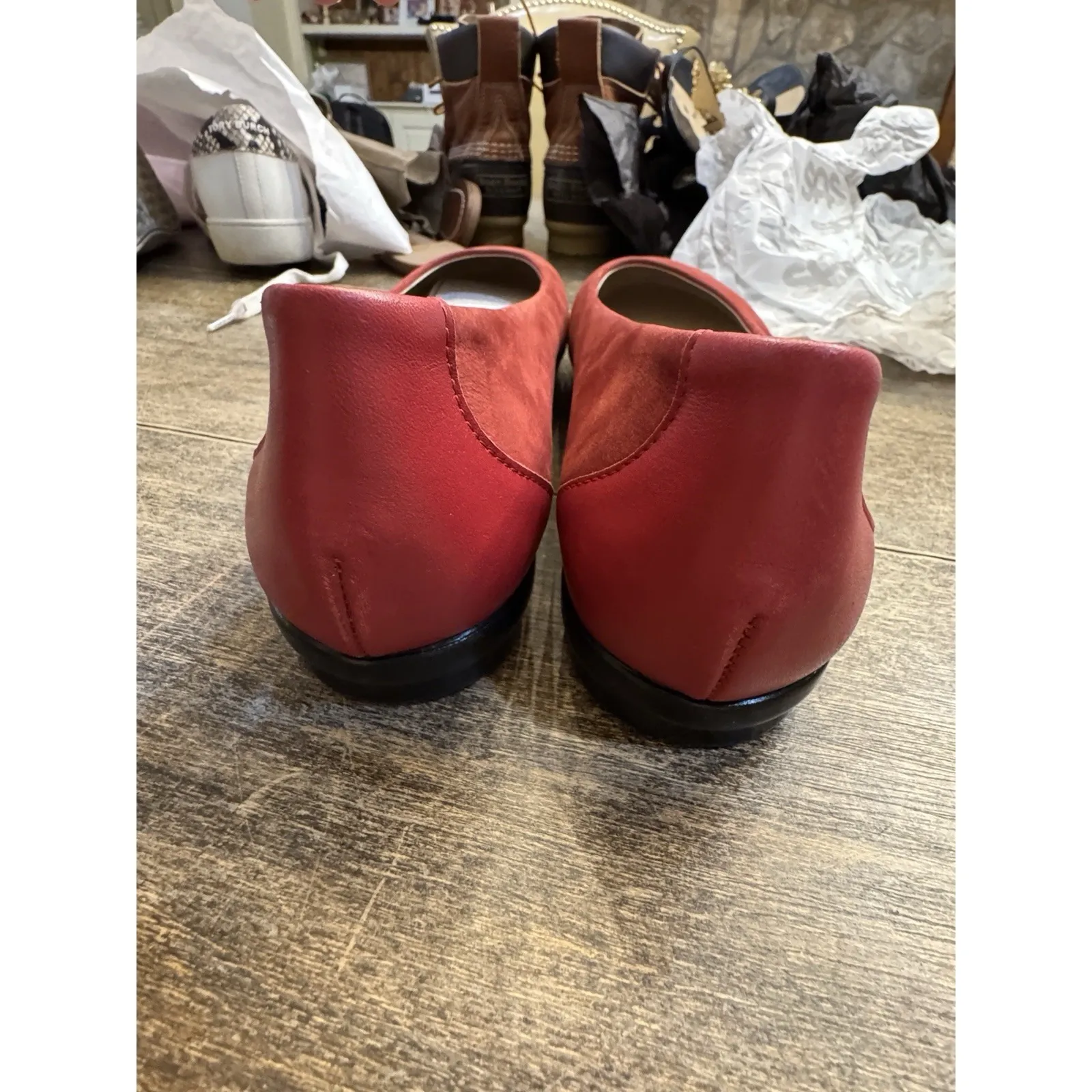 SAS Scenic Suede Comfort Ballet Flats Scarlett Red Leather Womens Size 11 N - Image 6