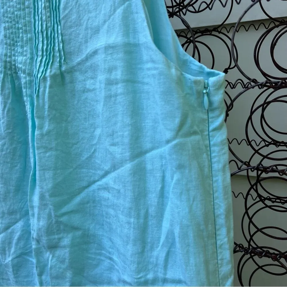 Vineyard Vines Linen Pintuck Cisco Swing Dress Ice Blue Size 6 - Image 4