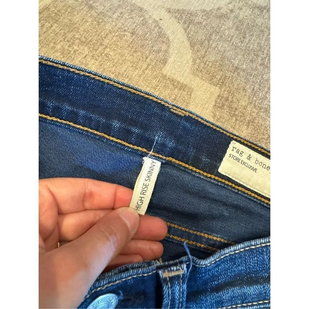 Rag & bone high rise skinny denim jeans size 24 dark wash - Image 4