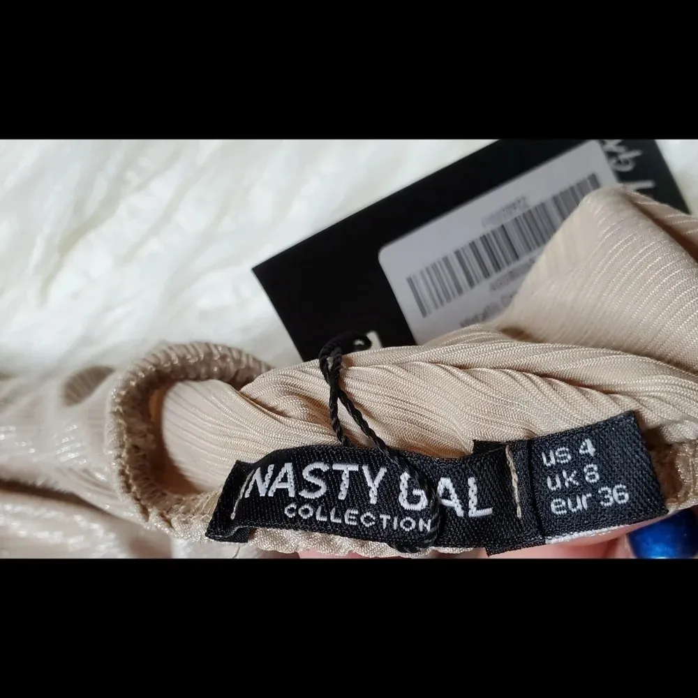 Nasty Gal Nude Metallic Cowl Back Bodysuit - Image 4