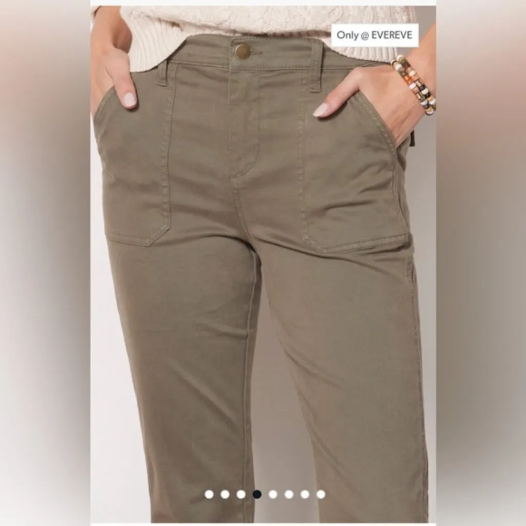 Evereve Payton Utility Ankle Slit Pant in Olive Green Size 28 - Image 2