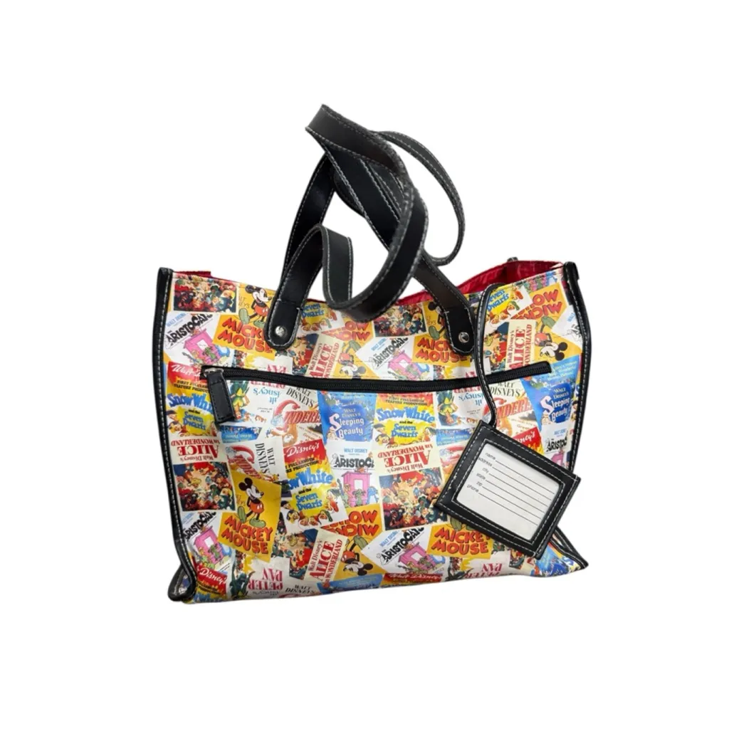 Disney Movie Poster Print Purse Mickey Mouse Vintage Style Shoulder Bag Black - Image 6