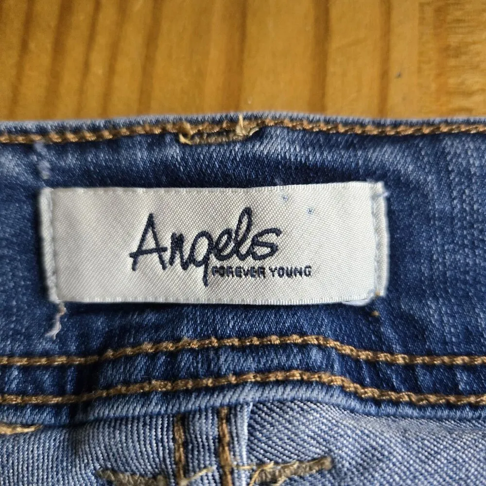 Angels Jeans Women Size 6 Curvy Convertible Denim Y2K Ankle Capris Cropped Pants Blue - Image 6