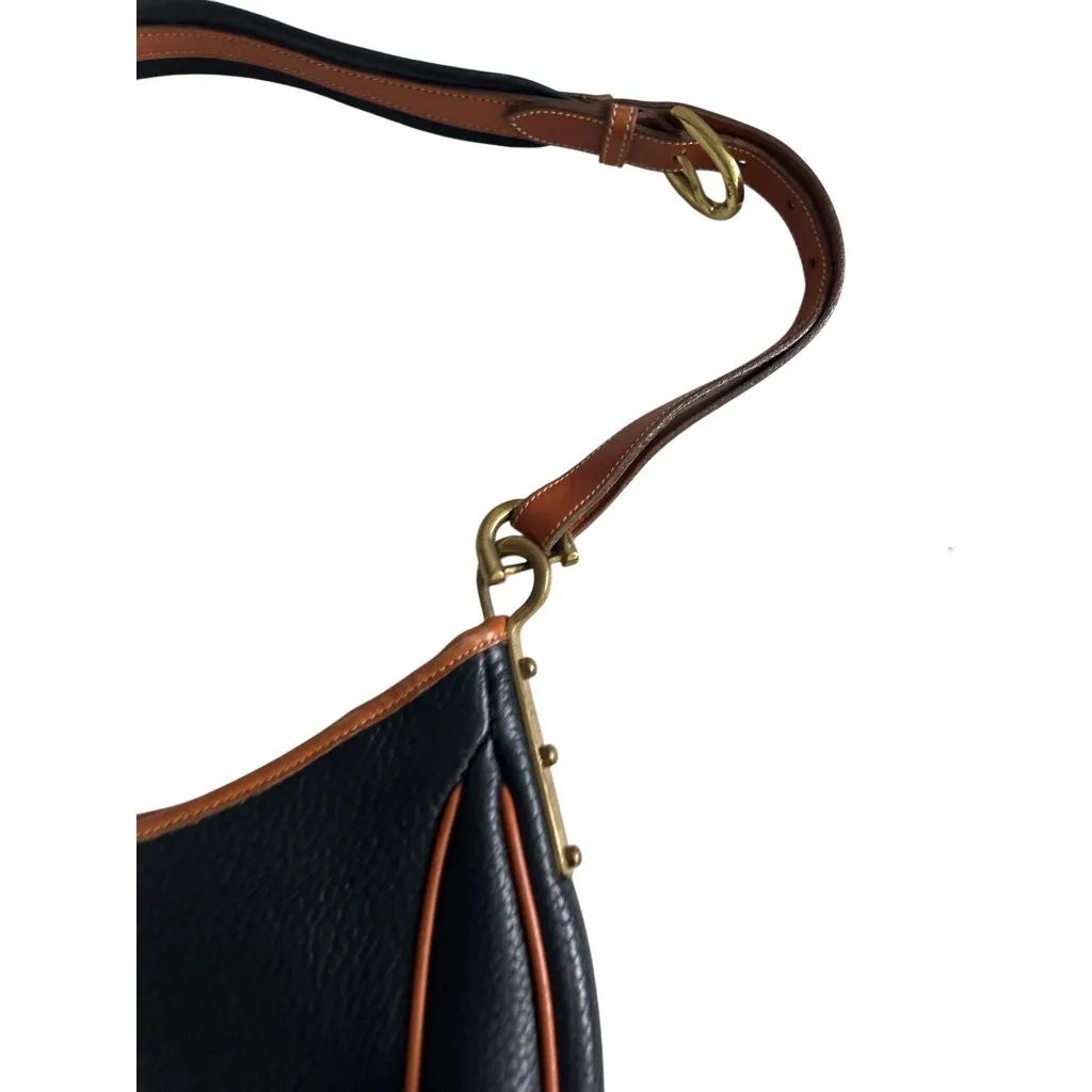 DOONEY & BOURKE Vintage Black Tan Pebble Leather Adjustable Shoulder Bag - Image 4