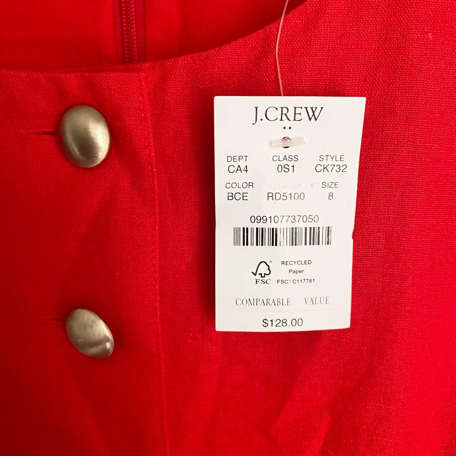 NWT J. Crew Linen Blend Button Front Mini Dress - Image 4
