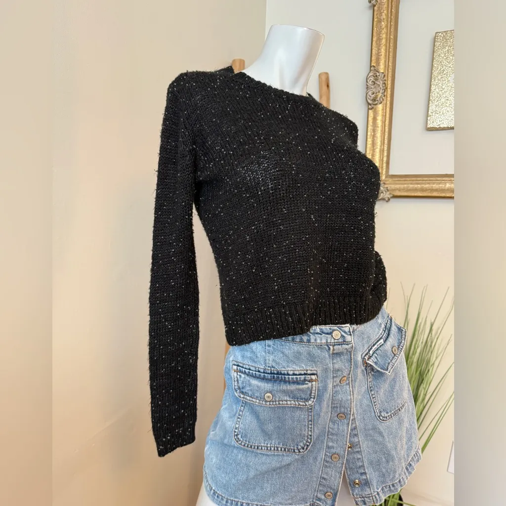 Topshop Sparkly Bead Embellished Crewneck Black Knit Sweater Size 4/Small - Image 6