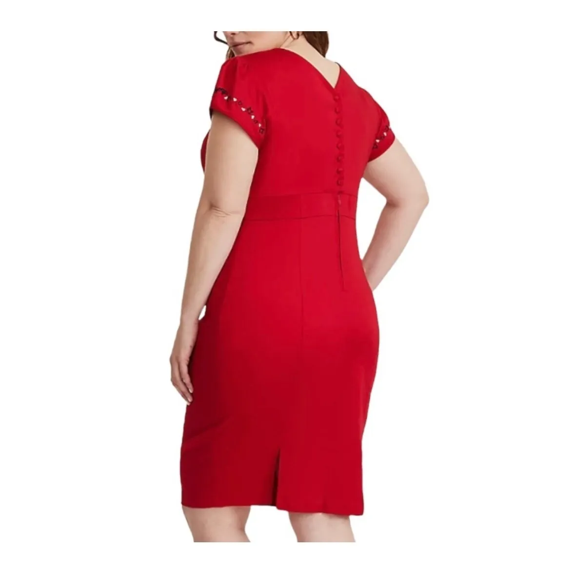 Torrid Betty Boop Embroidered Keyhole Red Dress Pinup Style Cutout Midi Size 12 - Image 2