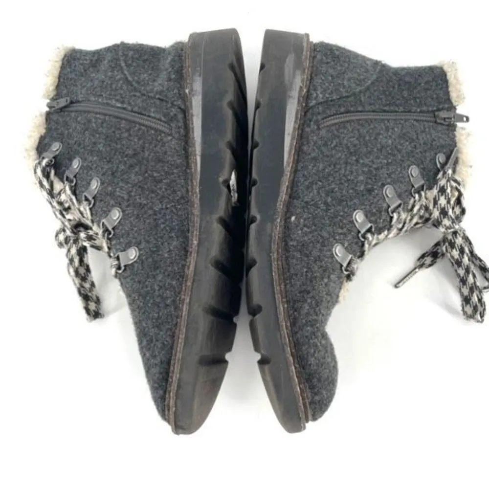 Steve Madden Flannel Fleece Lined Check Lace Up Zip Ankle Boots Size 10 Gray‎ - Image 3