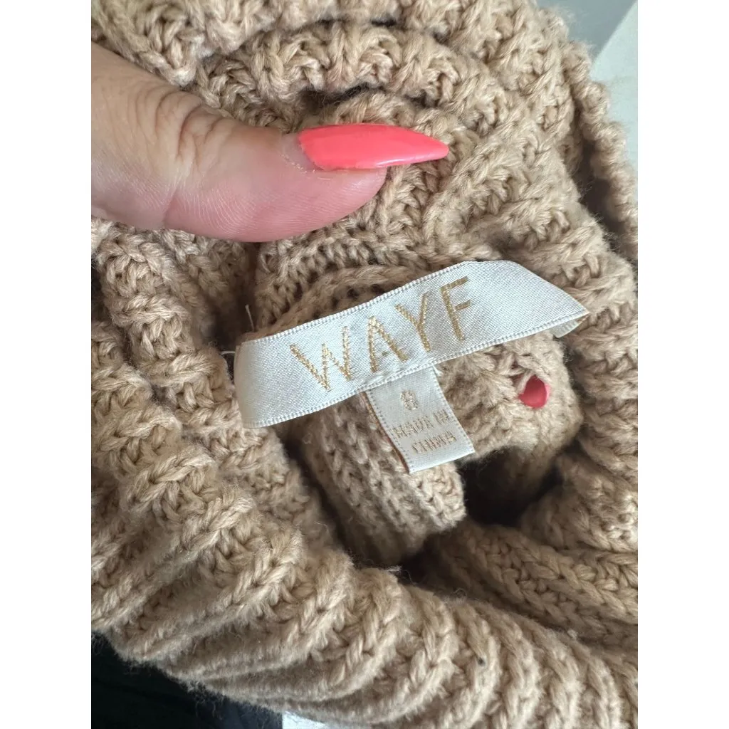 WAYF Camel Knit Turtleneck Long Sleeve Tunic Sweater Size Small - Image 3