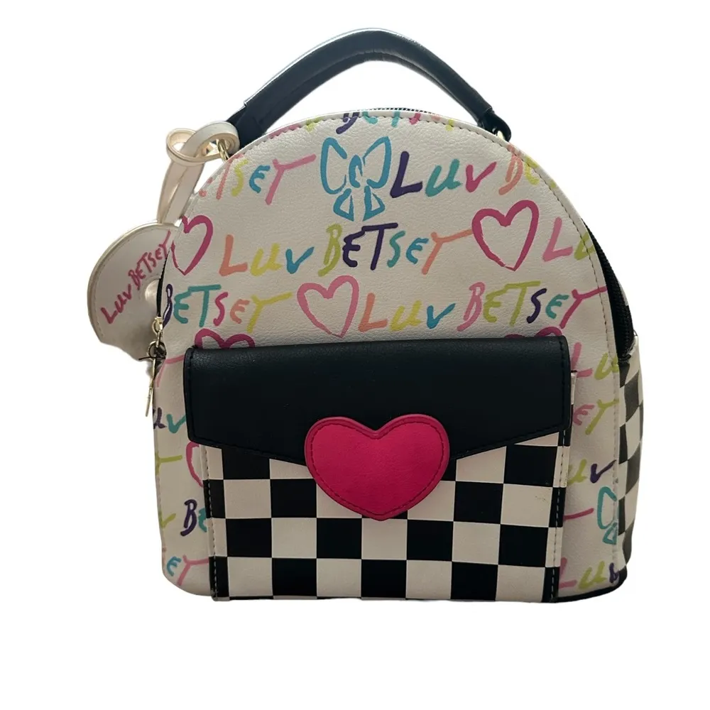 Betsey Johnson Luv Betsey  Faux Leather Colorful Mini Backpack Rainbow Bag Charm - Image 2