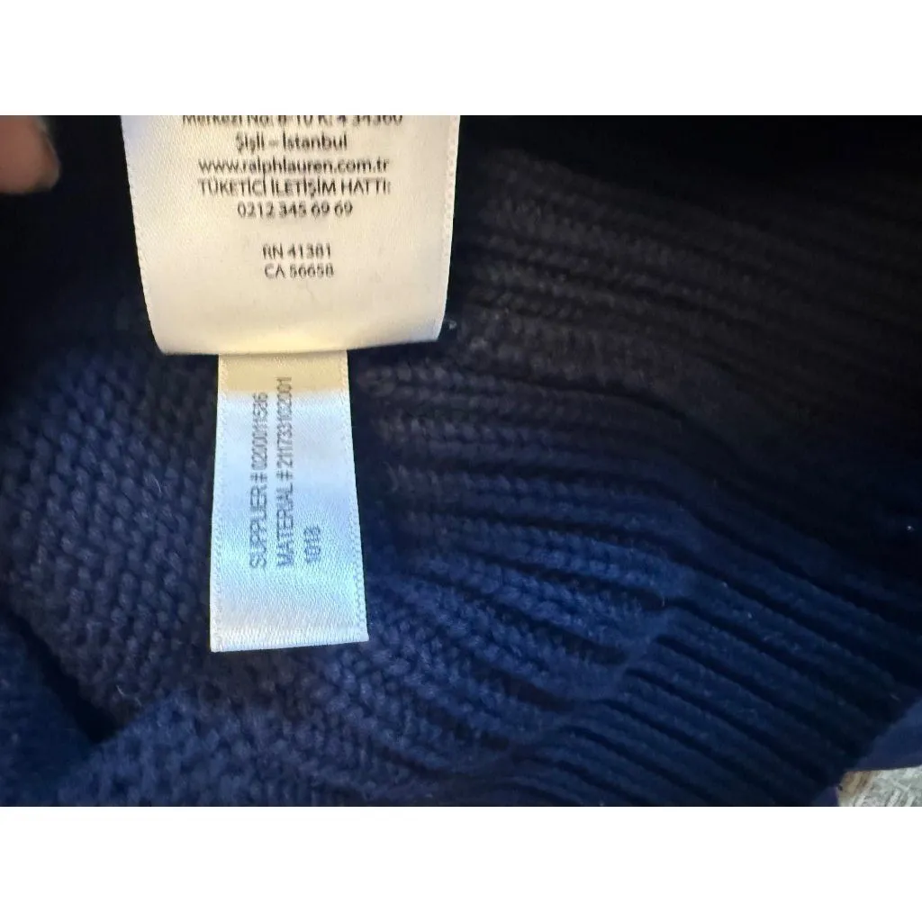 Polo Ralph Lauren P93 RLPC67 Navy Yellow Boat Knit Sweater XS - Image 4