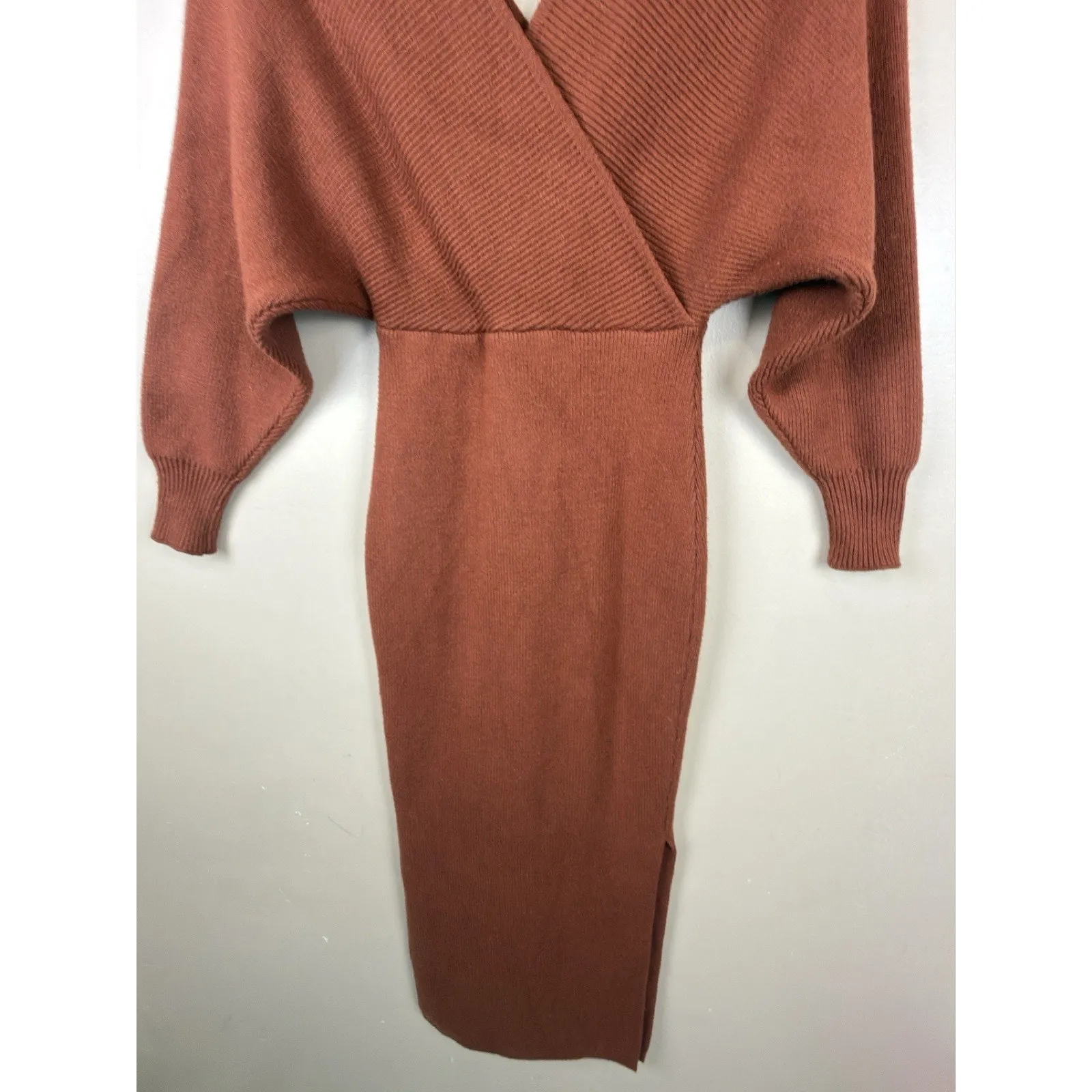 Petal+Pup Nate Long Sleeve Midi Dress Women Size 2 Terracotta Fitted Style Orange - Image 7
