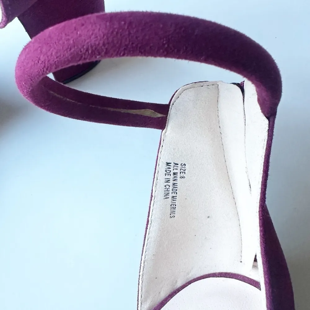 Lulus Social Scene Berry Purple Suede Ankle Strap Heels Women's Size 8 - Image 7
