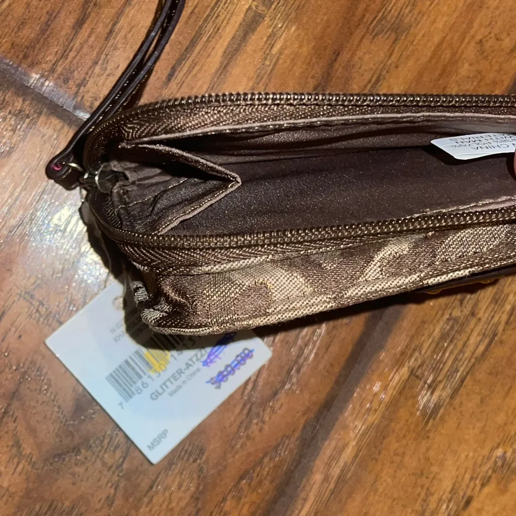 Nine West brown gold leopard wristlet wallet Y2K fashion NWT - Image 5