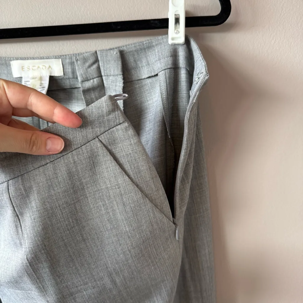 Escada Women’s Light Grey Wool Side ZipTrousers Size‎ 42 Gray - Image 12