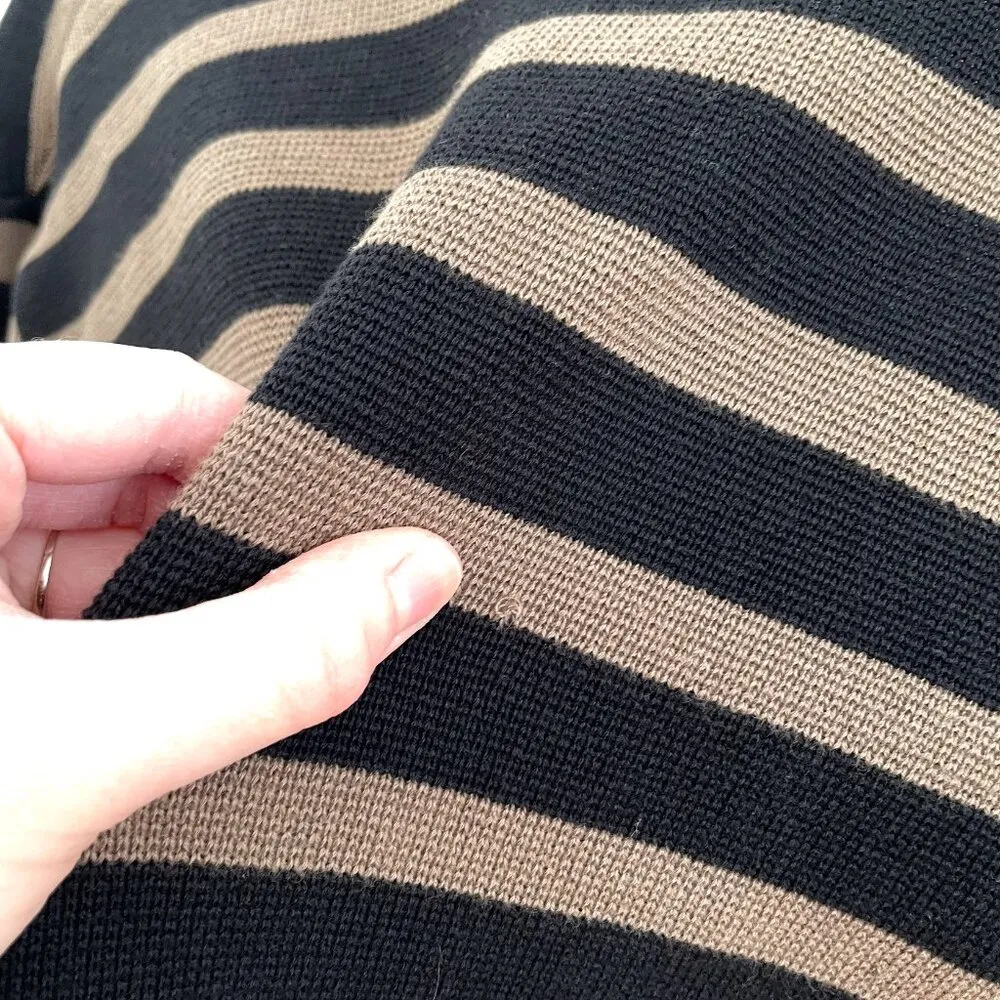 AUDREY & GRACE Brown Black Horizontal Striped Button 100% Cotton Sweater Blazer Size XL - Image 11