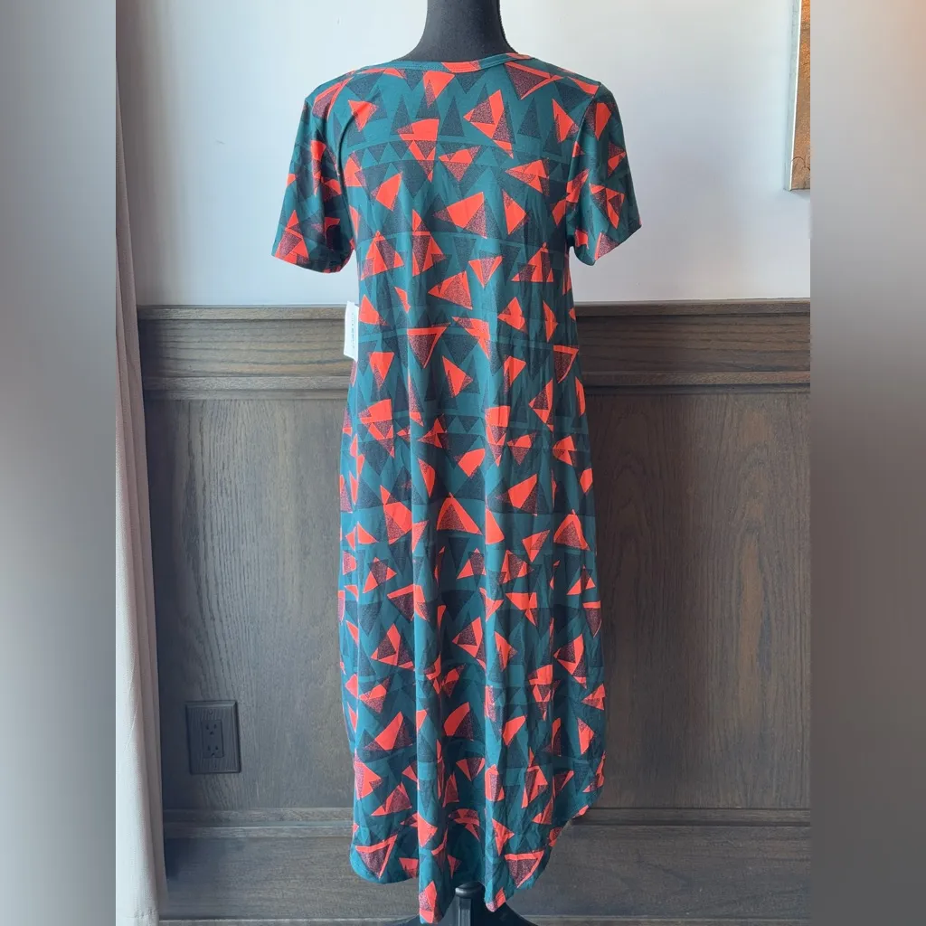 Lularoe Carly dress. Orange and blue geometric pattern size small - Image 5