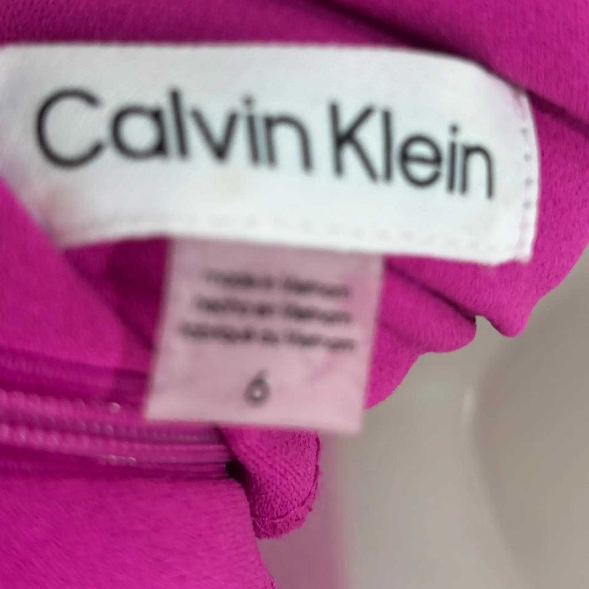 Calvin Klein size 6 Fuchsia Pink Flutter sleeve high neck Dress Office - Image 2