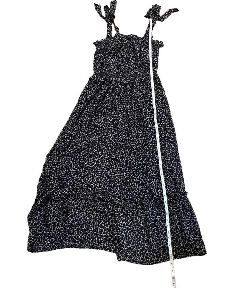 NWT Who What Wear Square Neck Tie Shoulder Giraffe Print Black/Tan Dress Small - Image 10